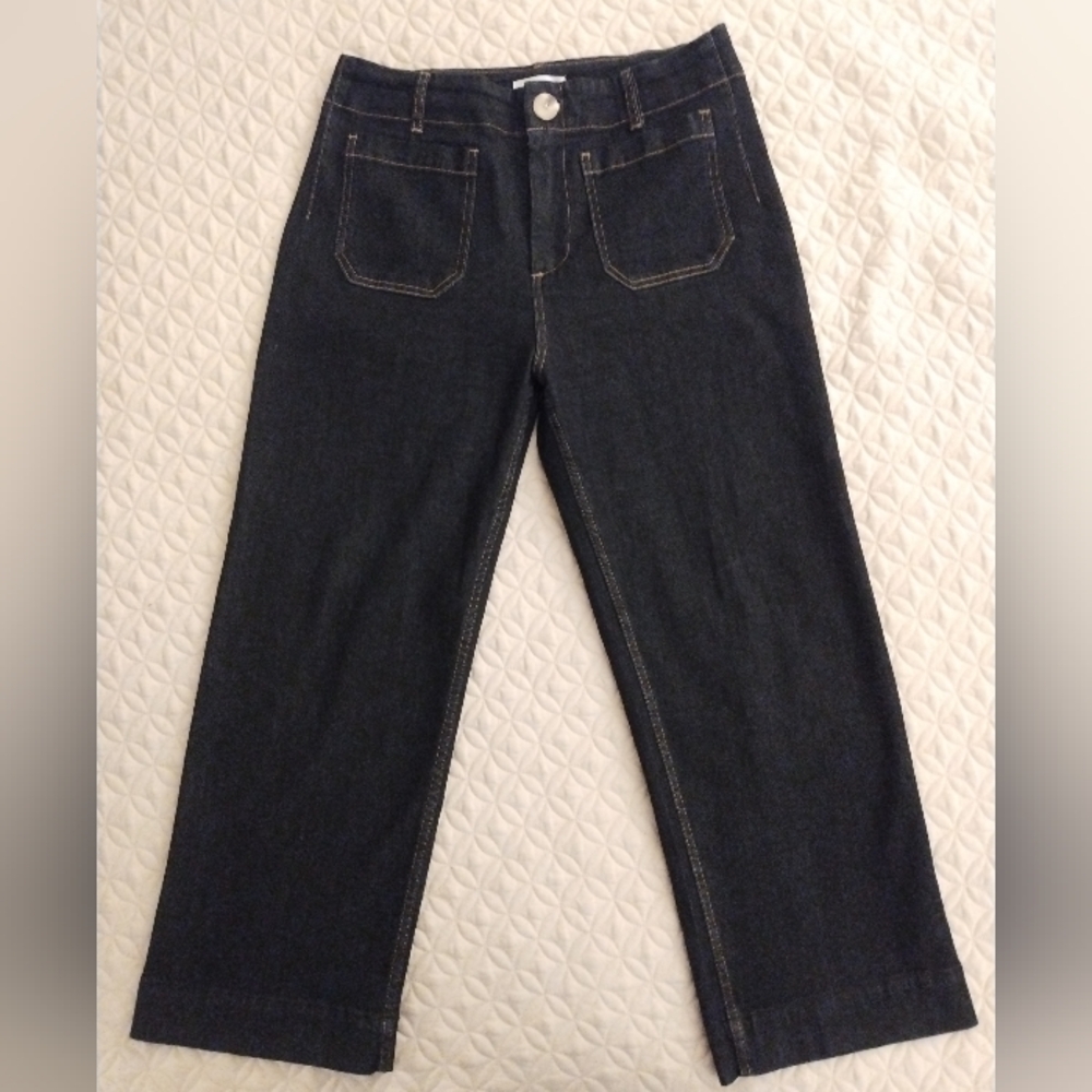 ee:some Cropped Straight Leg Denim Pants Wide Leg Stretch NWOT